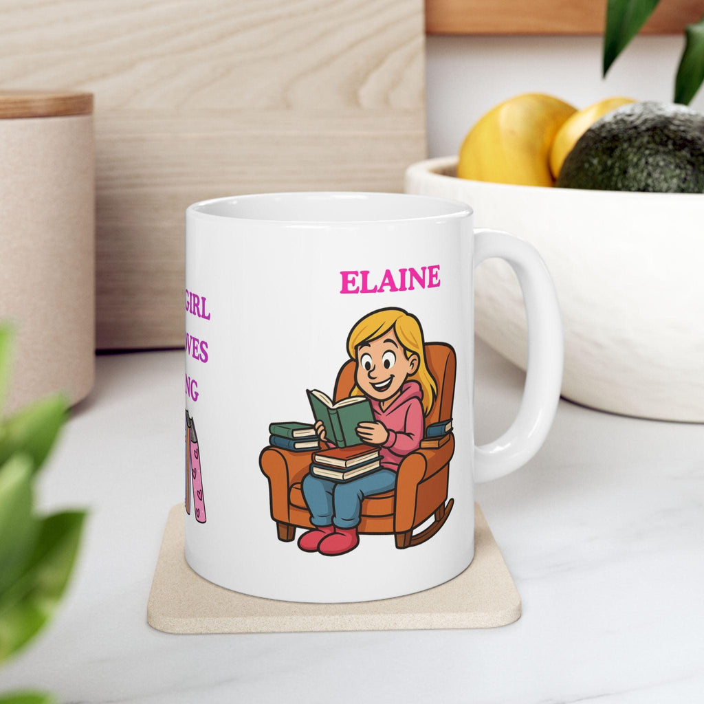 Personalised Reading Girl Mug, Book Lover Gift