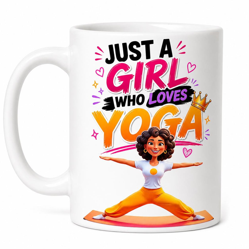 Personalised Just A Girl Who Loves Yoga, stress free, Gymnastics, Fitness Lover, She. her, 11oz Ceramic Cup