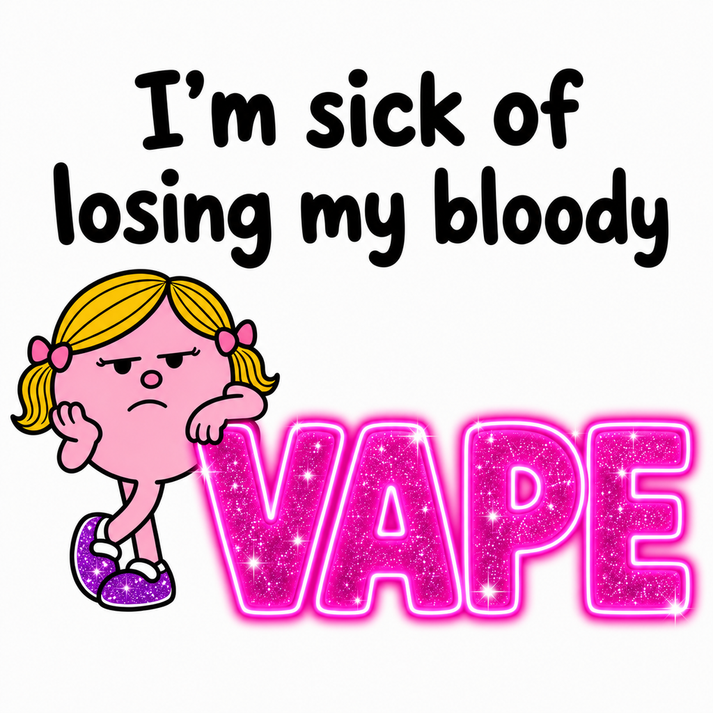 I’m Sick of Losing My Bloody Vape Mug | Funny Double-Sided Vape Mug | Novelty Coffee Cup | Gift for Vapers | Sarcastic Tea Mug | Pink Glitter Design, 11oz mug.