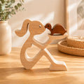 Woman and Tortoise, Unique, Wooden figure, Hand made, Gift,  Craftmanship, Animal, Present