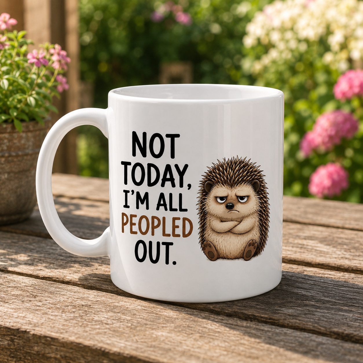 Not Today, I’m All Peopled Out Hedgehog Mug – Funny Introvert Coffee Cup | Double-Sided Design