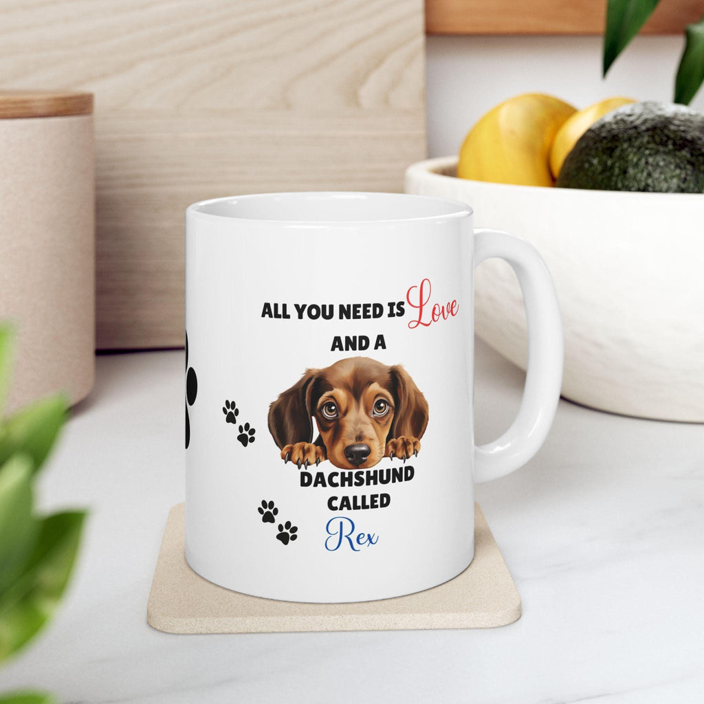 Personalised Dachshund Mug: Dog Lover Gift, 11oz Ceramic Coffee Cup Drinkware