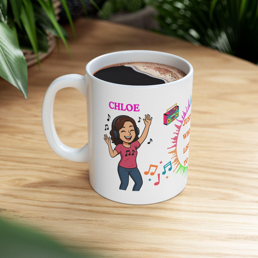Personalised Music Lover Mug, Chloe, 11oz White Coffee Cup