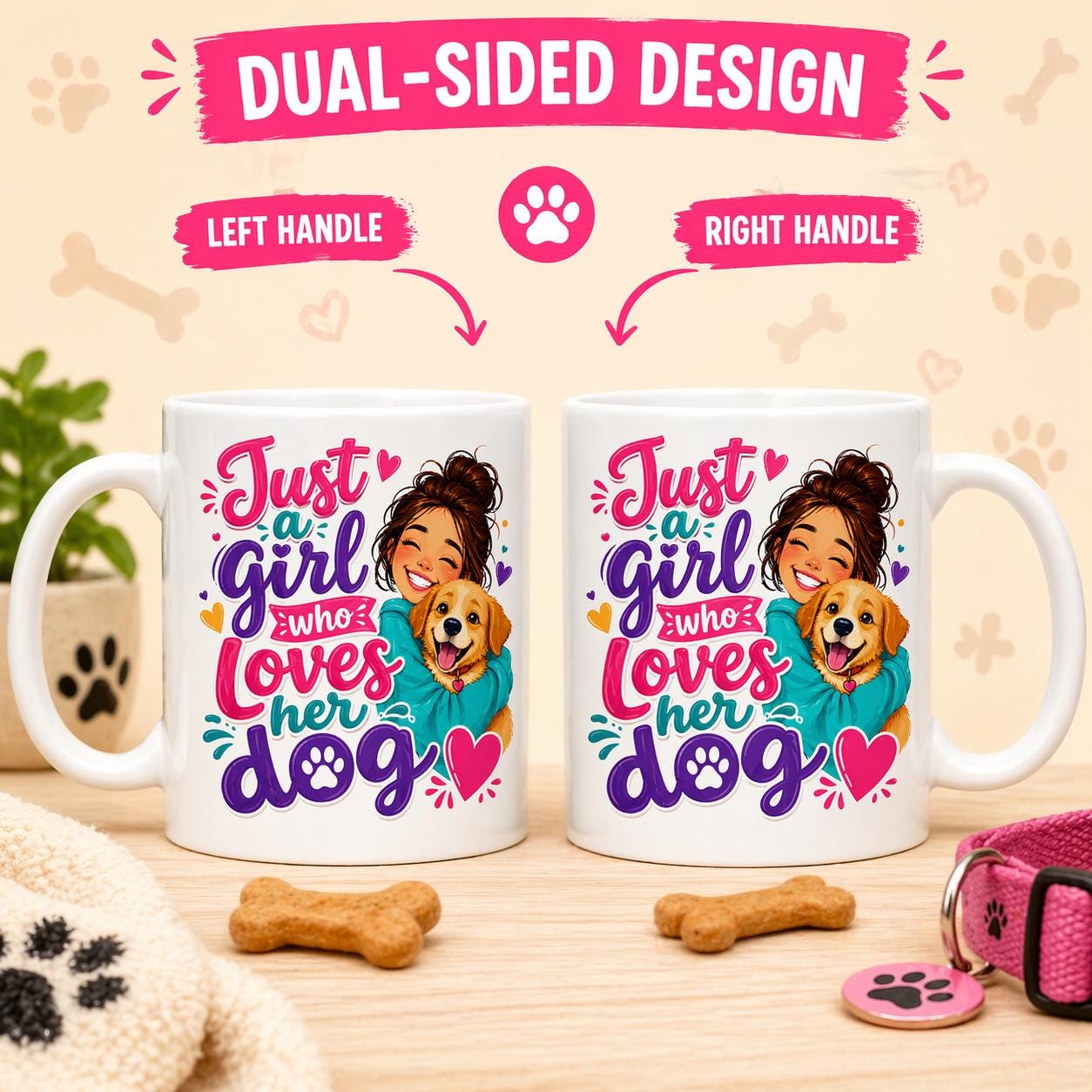Just a girl who loves her dog, personalised, 11oz cup, funny.