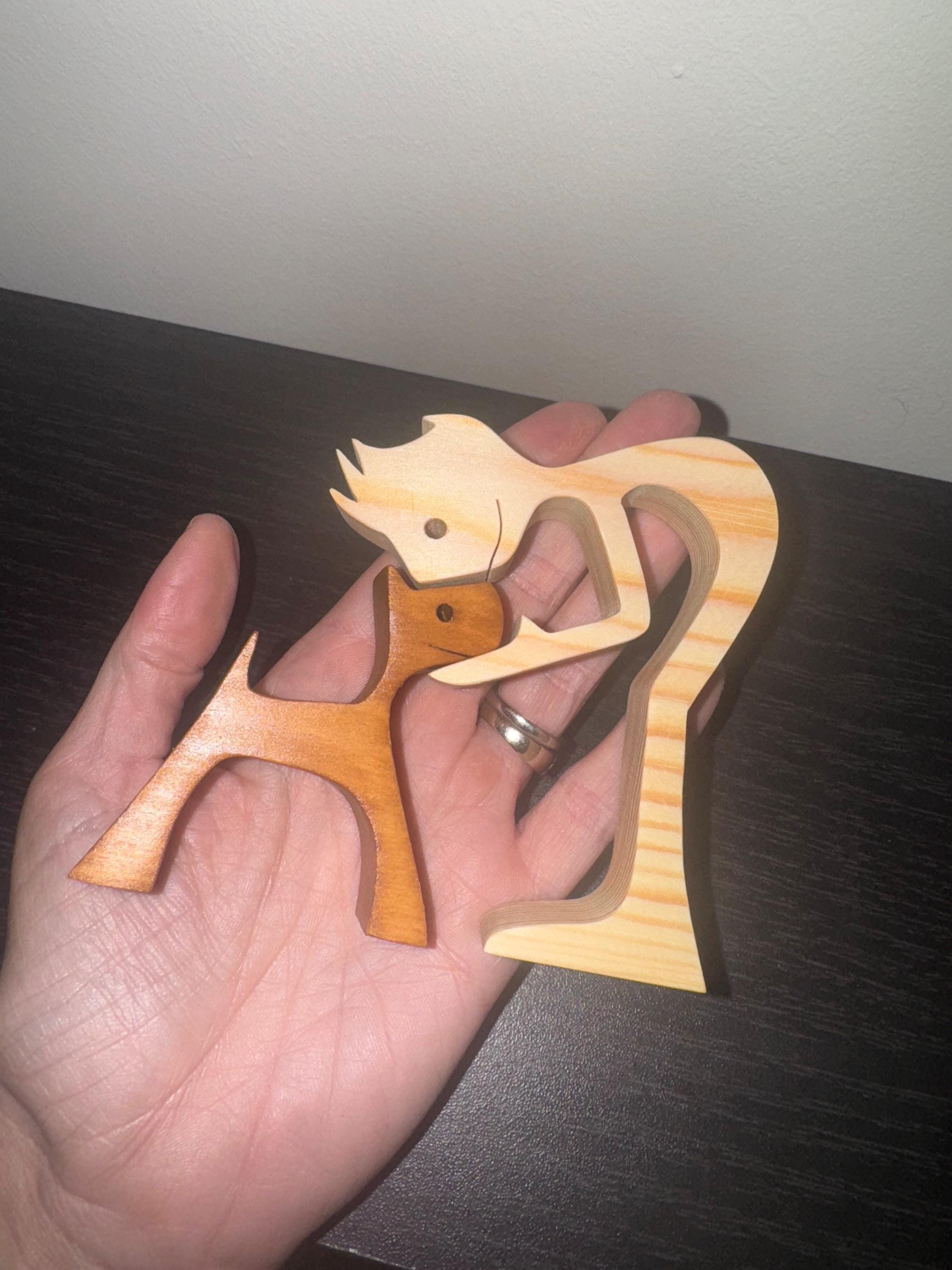 Man and dog, Wooden sculpture, Hand made,  Craftmanship, Animal, Dog, Unique