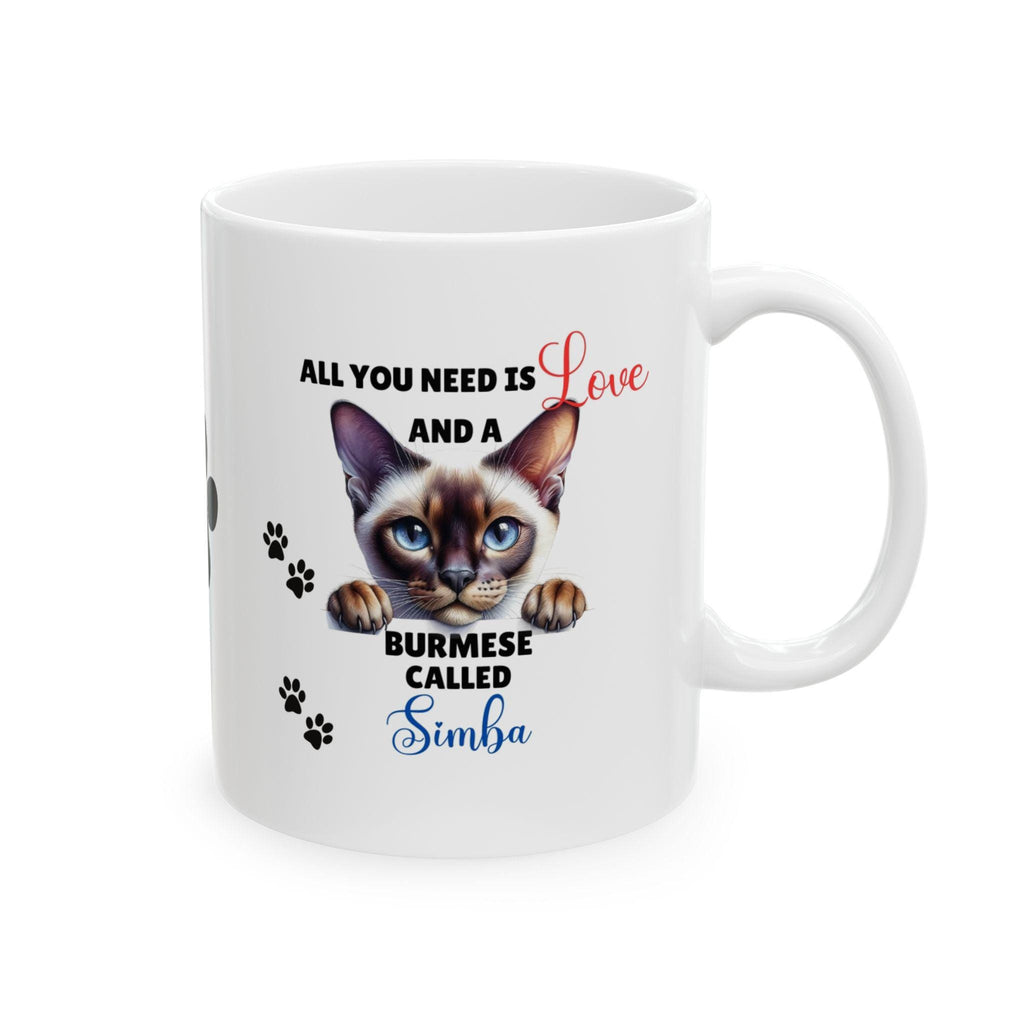 Personalized Burmese Cat Mug, Cat Lover Gift