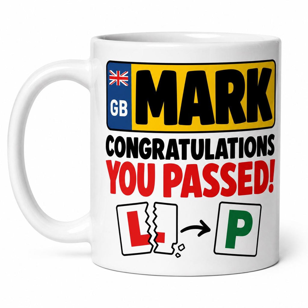 Personalised Driving Test Passed Mug, Custom Name Number Plate Mug, Congratulations You Passed Gift, New Driver Gift, Driving Test Pass 11oz