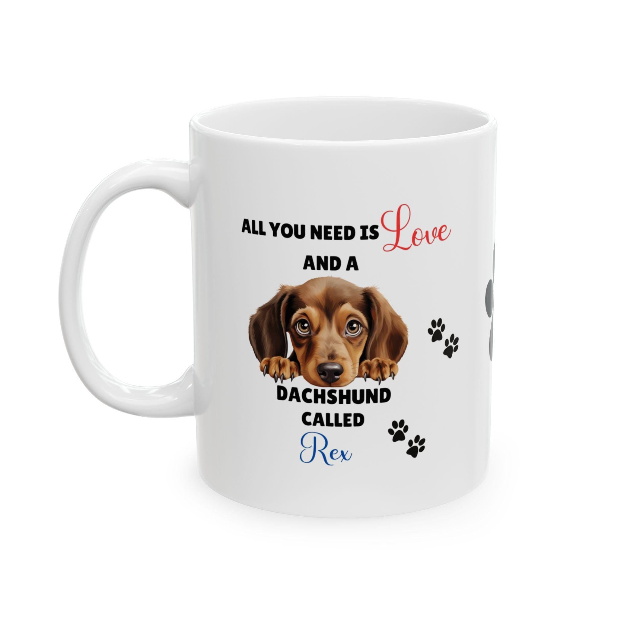 Personalised Dachshund Mug: Dog Lover Gift, 11oz Ceramic Coffee Cup Drinkware