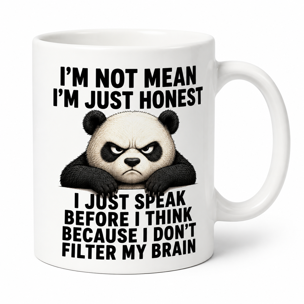 I'm not mean I'm just honest funny mug, panda sarcastic 11oz mug, angry panda, double sided design..