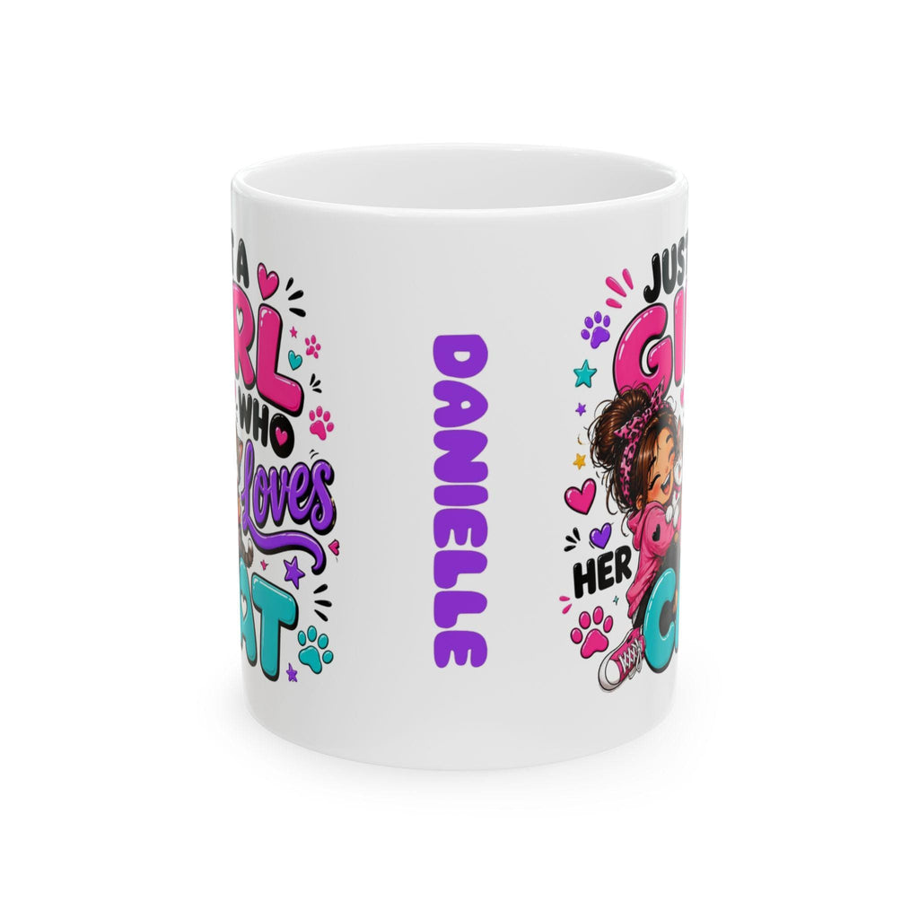 Just a girl who loves her cat, personalised, 11oz cup, Funny mug