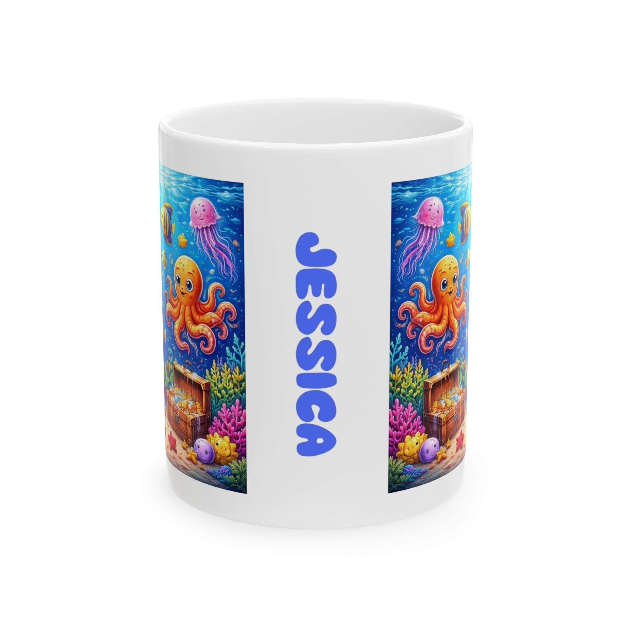 Personalised Children's Under The Sea, Sea Life Mug, 11oz Ceramic, Boy, Girl, Colourful, Ocean