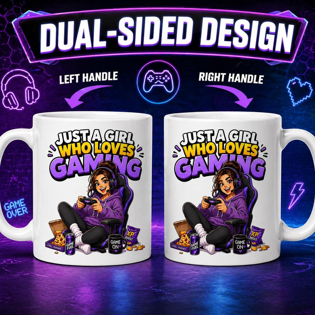 Personalised Just A Girl Who Loves Gaming Mug, Gamer Gift for Her, 11oz Ceramic Cup