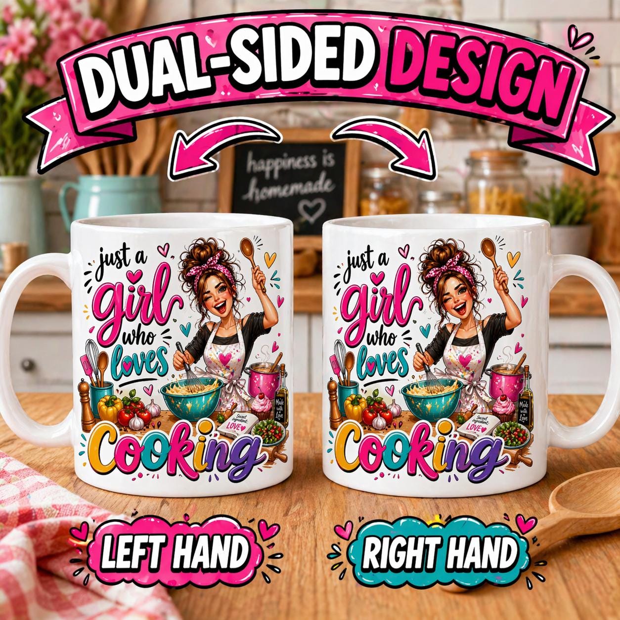 Just a girl who loves cooking, mug, personalised, funny.