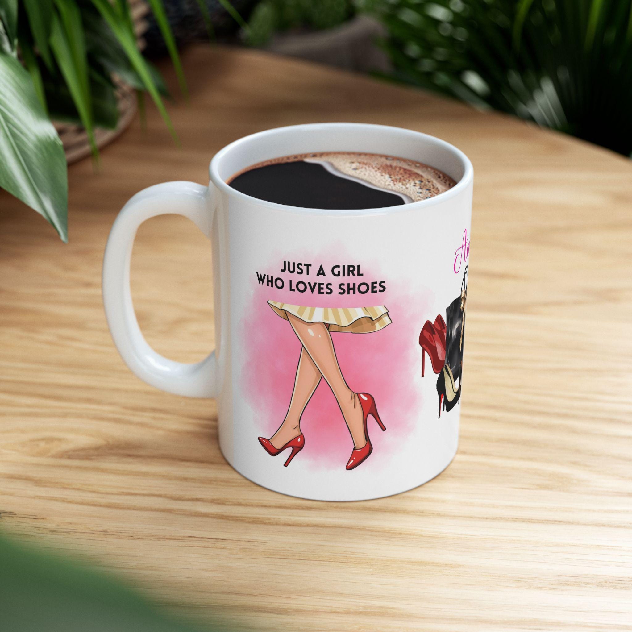 Just a girl who loves shoes Mug: Personalised, retail shopping, shoes.