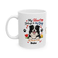 Personalised Border Collie Mug, My Heart Belongs To My Dog Coffee Cup