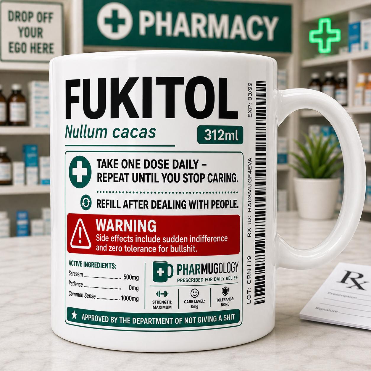 Funny FUKITOL Mug, Sarcastic Coffee Mug, Rude Novelty Mug, Funny Gift for Coworker, Office Humour Mug, Secret Santa Gift, Gag Gift 11oz