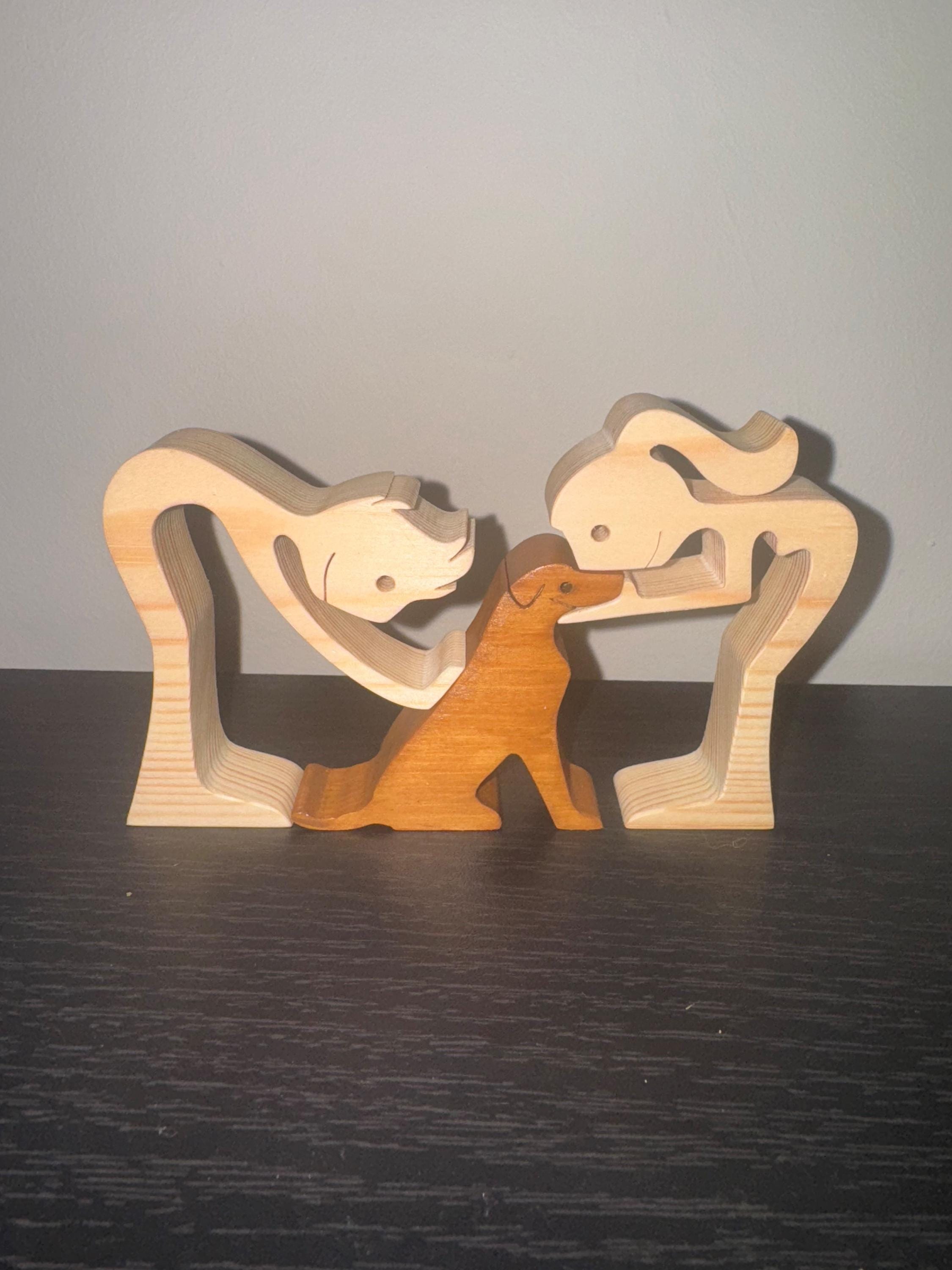 Man woman and Labrador Sculpture, Hand made, Unique gift.