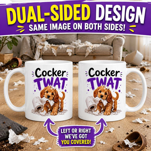 Cocker twat mug, funny dog mug, naughty dog, Cocker spaniel, Cockerpoo, 11oz.