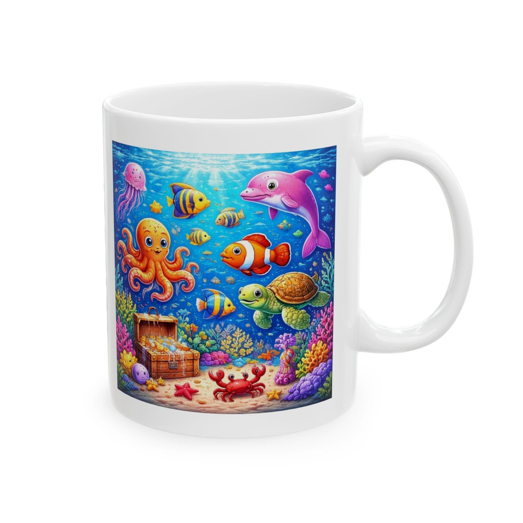 Personalised Children's Under The Sea, Sea Life Mug, 11oz Ceramic, Boy, Girl, Colourful, Ocean