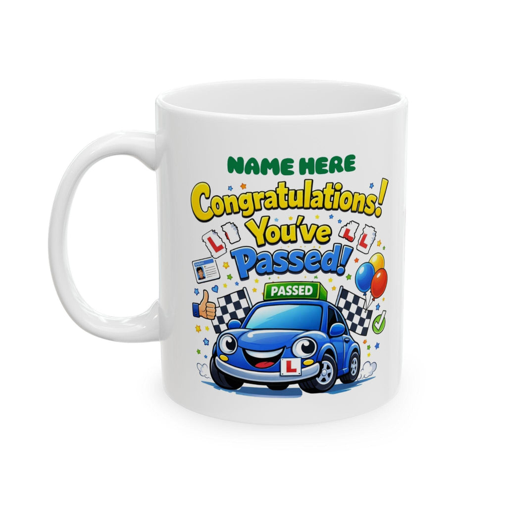 Passed driving test mug, him, her, personalised, congratulations, pink, blue, 11oz ceramic, cup