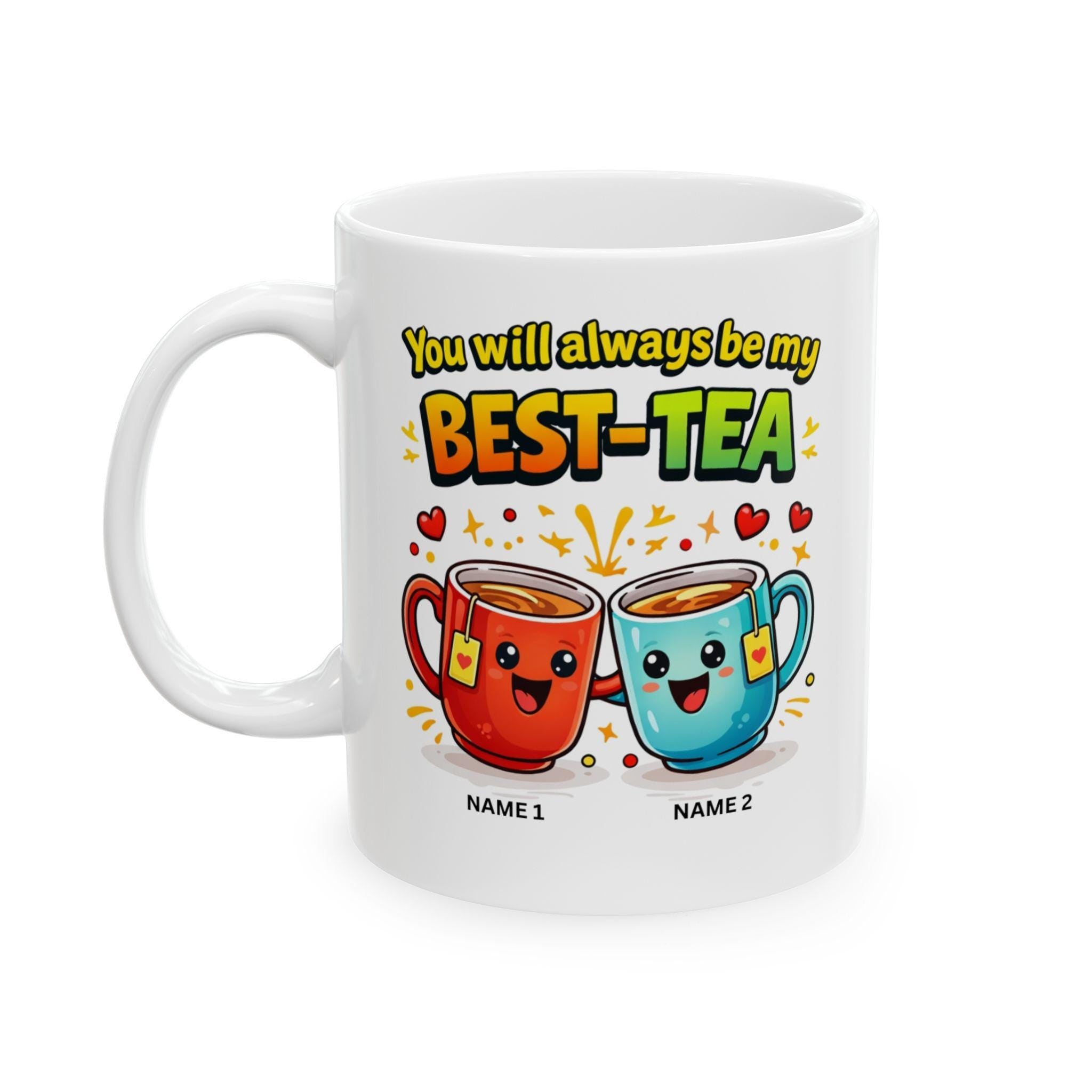 Personalised Bestie Tea Mug: Funny Friendship Gift, Ceramic Coffee Cup, Best Friends, 11oz