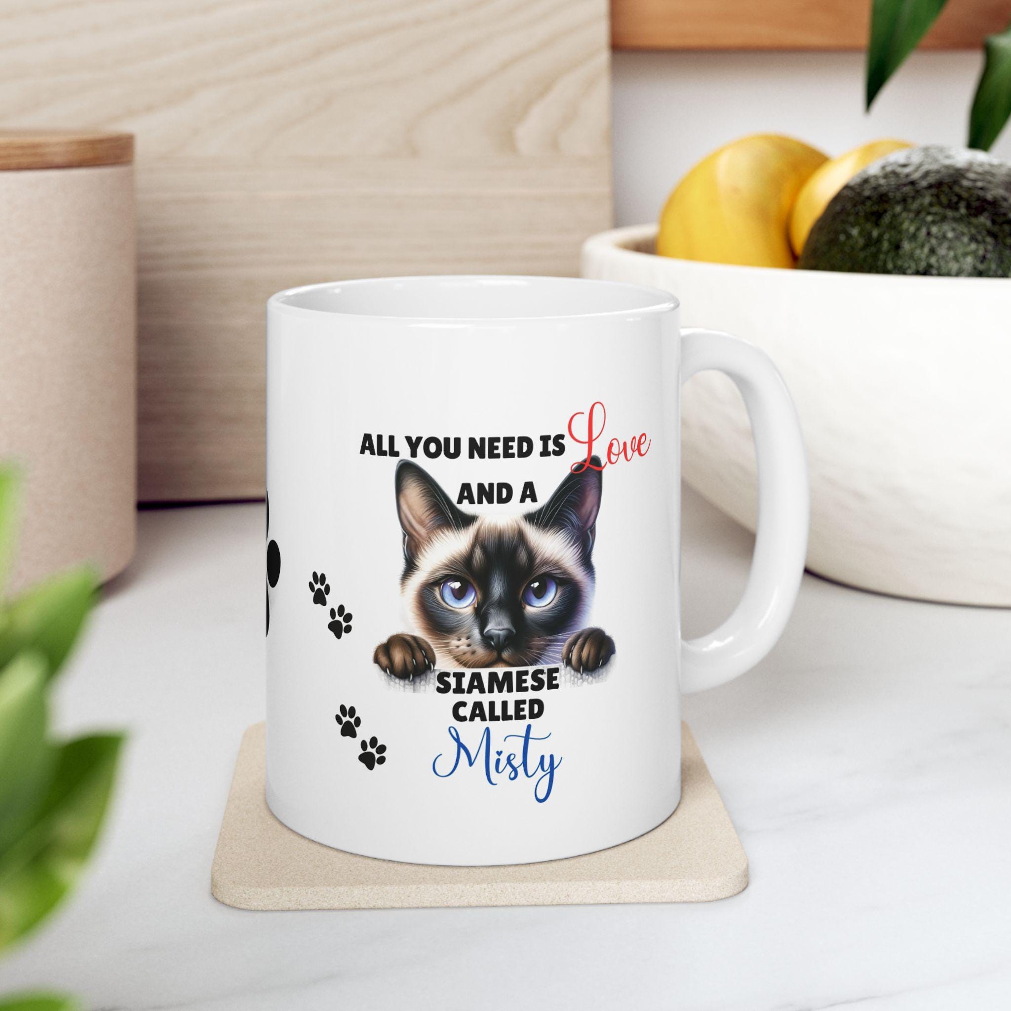 Personalised Siamese Cat Mug, Cat Lover Gift