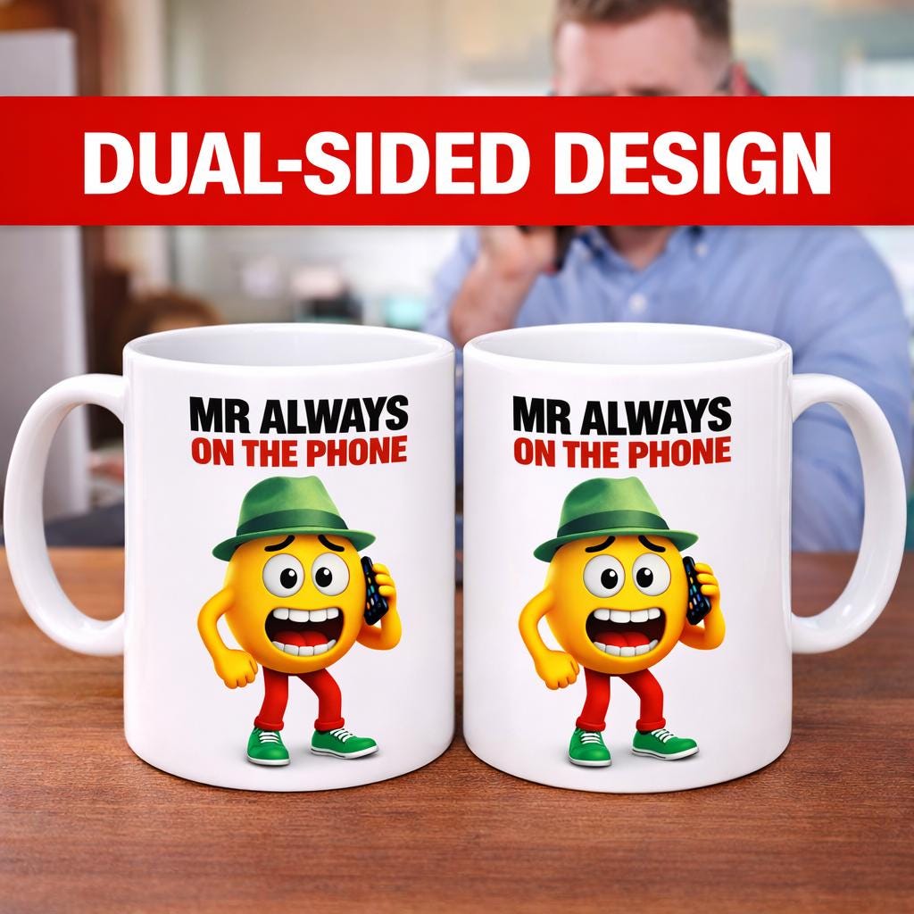 Mr Always On The Phone Mug - Personalised Humorous Gift