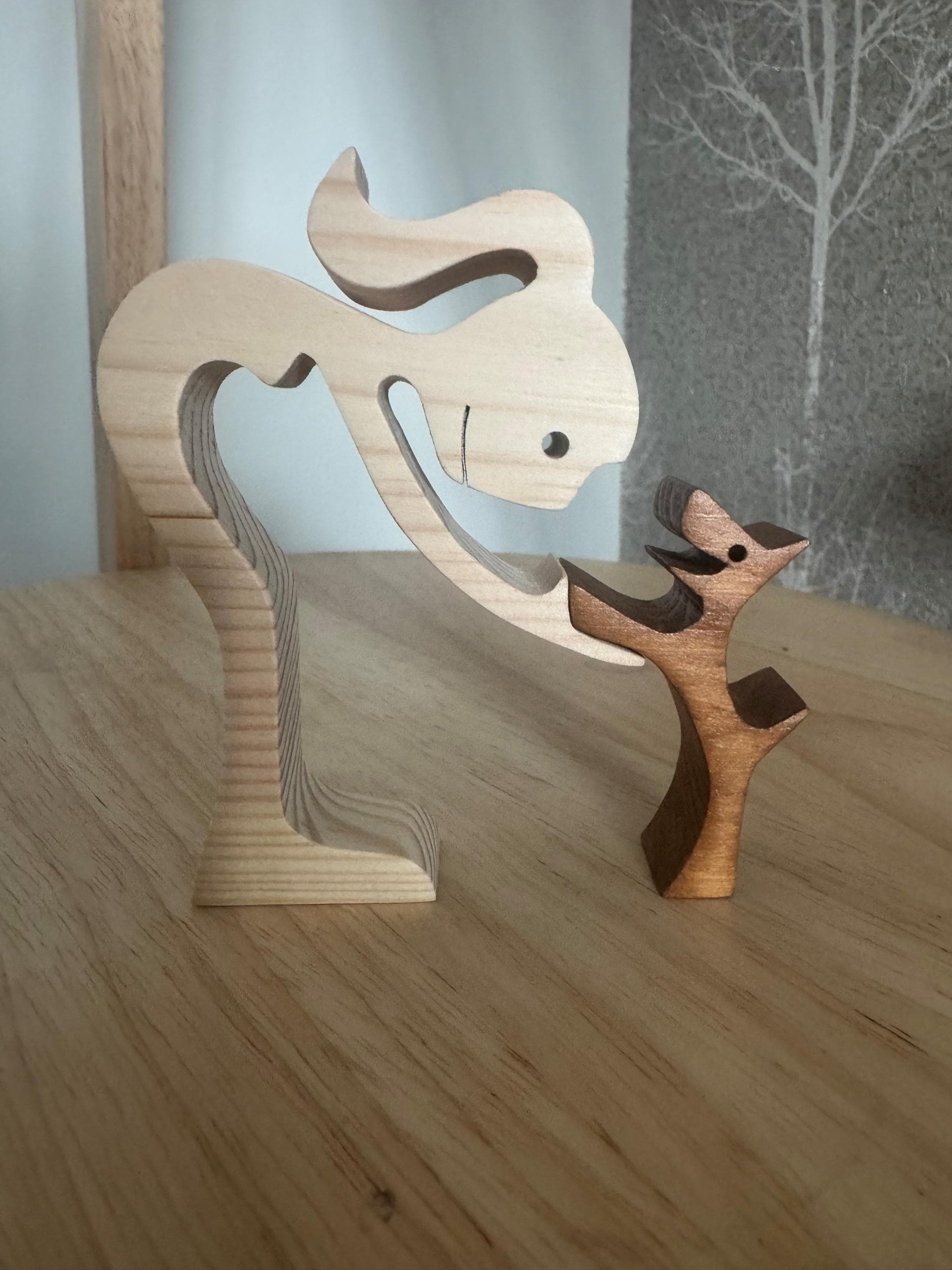 woman and dog, Wooden sculpture, Hand made,  Craftmanship, Animal, Dog, Unique