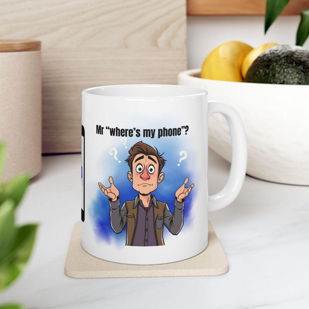 Mr Where's My Phone Mug: Novelty Gift, personalised