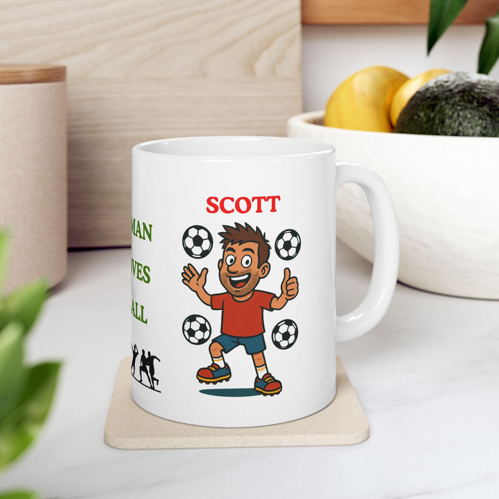 Just a man who loves Football, mug, personalised, fun, football
