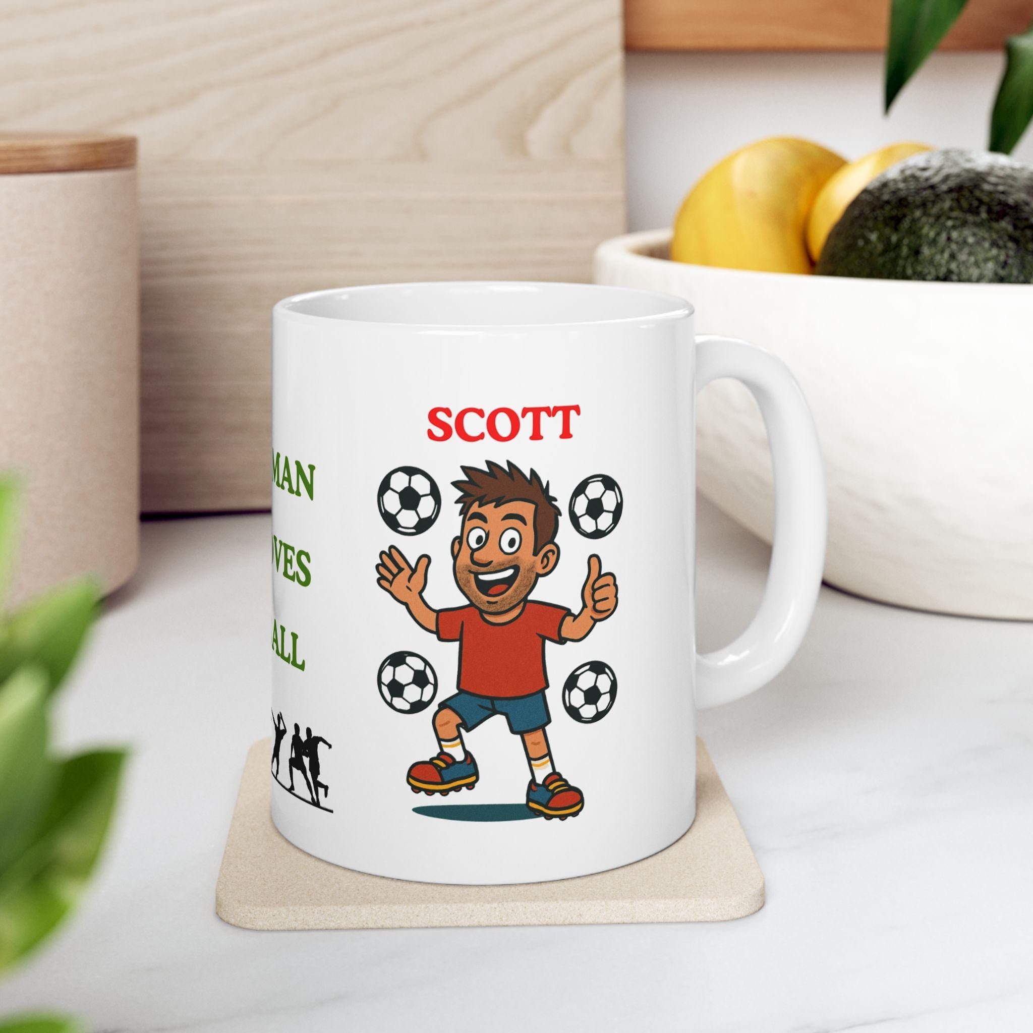 Just a man who loves Football, mug, personalised, fun, football