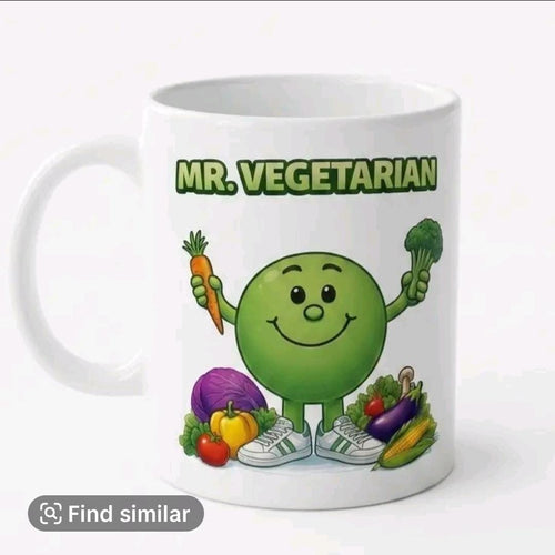 Funny Mr Vegetarian Dual Sided Design Mug, Gift, 11oz Ceramic Coffee Cup Drinkware
