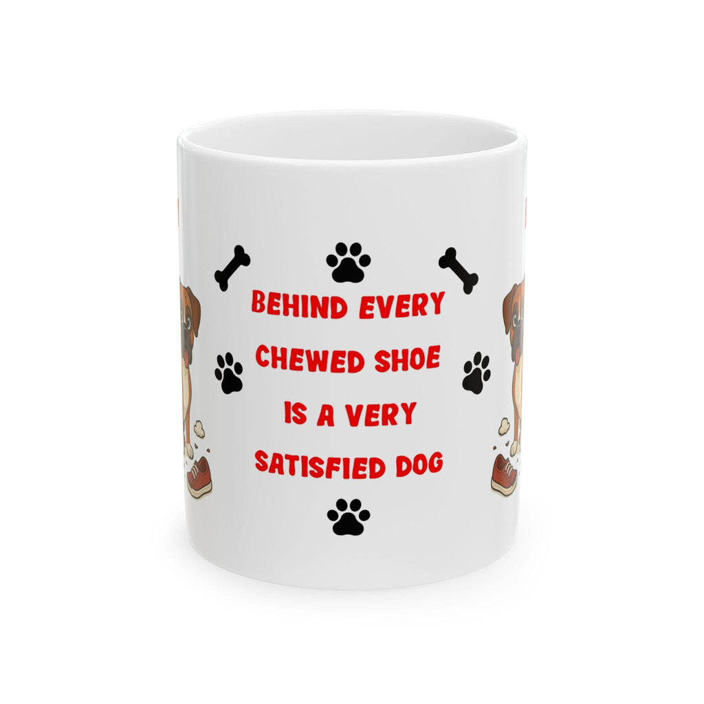 Personalised Boxer dog Mug: chewing shoes quote funny.