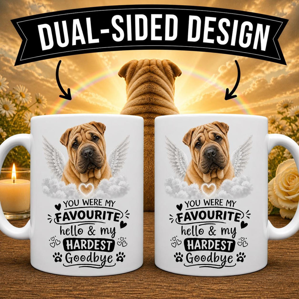 Personalised Shar pei Memorial Mug Personalised, Pet Loss Gift, Dog Remembrance Mug, Favourite Hello Hardest Goodbye 11oz