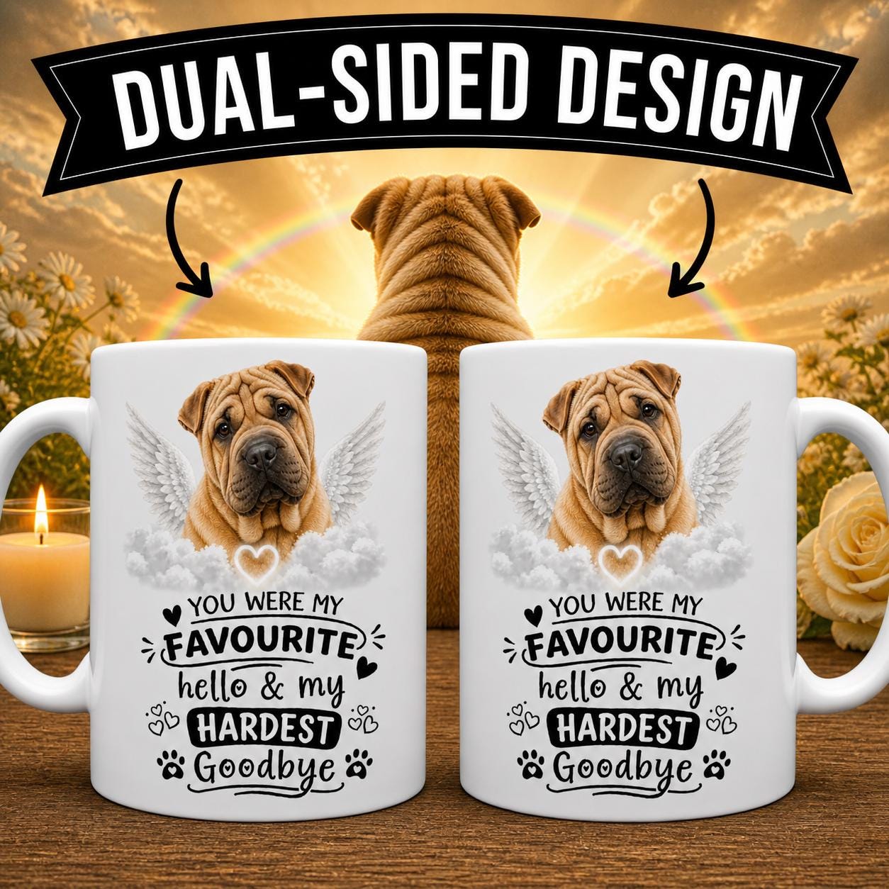 Personalised Shar pei Memorial Mug Personalised, Pet Loss Gift, Dog Remembrance Mug, Favourite Hello Hardest Goodbye 11oz