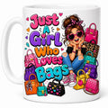 Just a girl who loves bags Mug: Personalised, retail shopping, handbags.