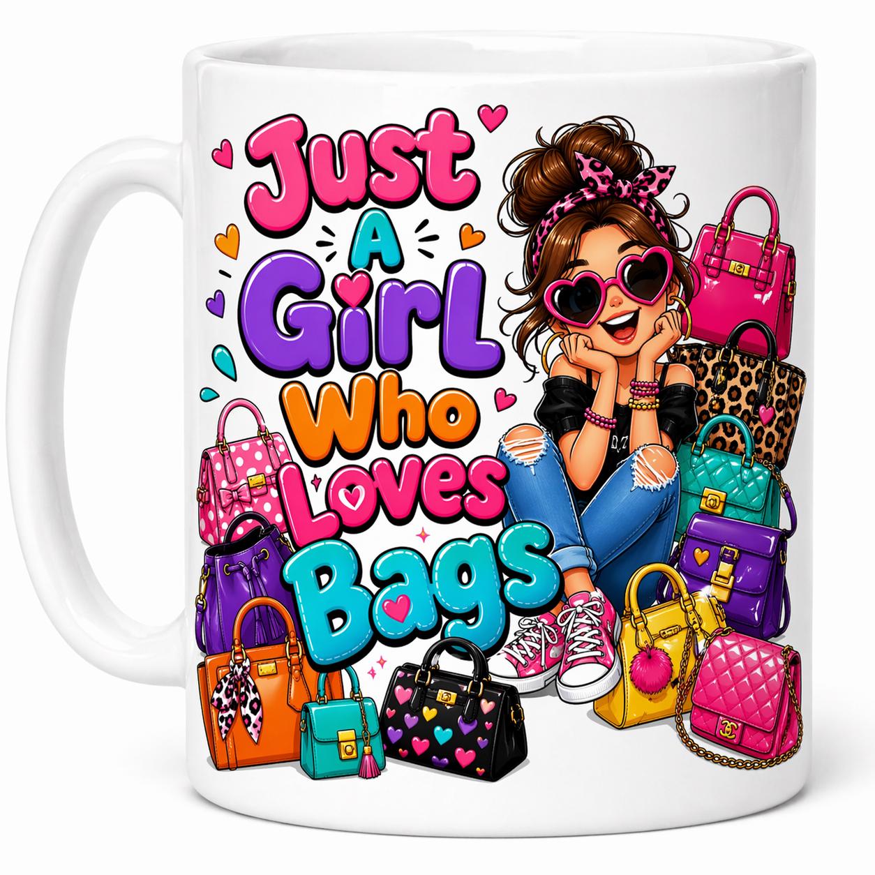 Just a girl who loves bags Mug: Personalised, retail shopping, handbags.