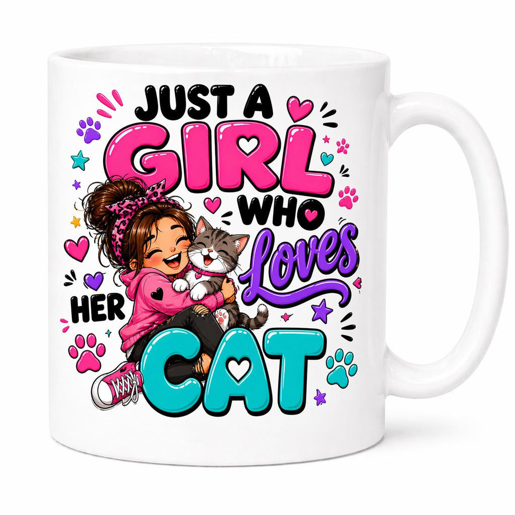 Just a girl who loves her cat, personalised, 11oz cup, Funny mug