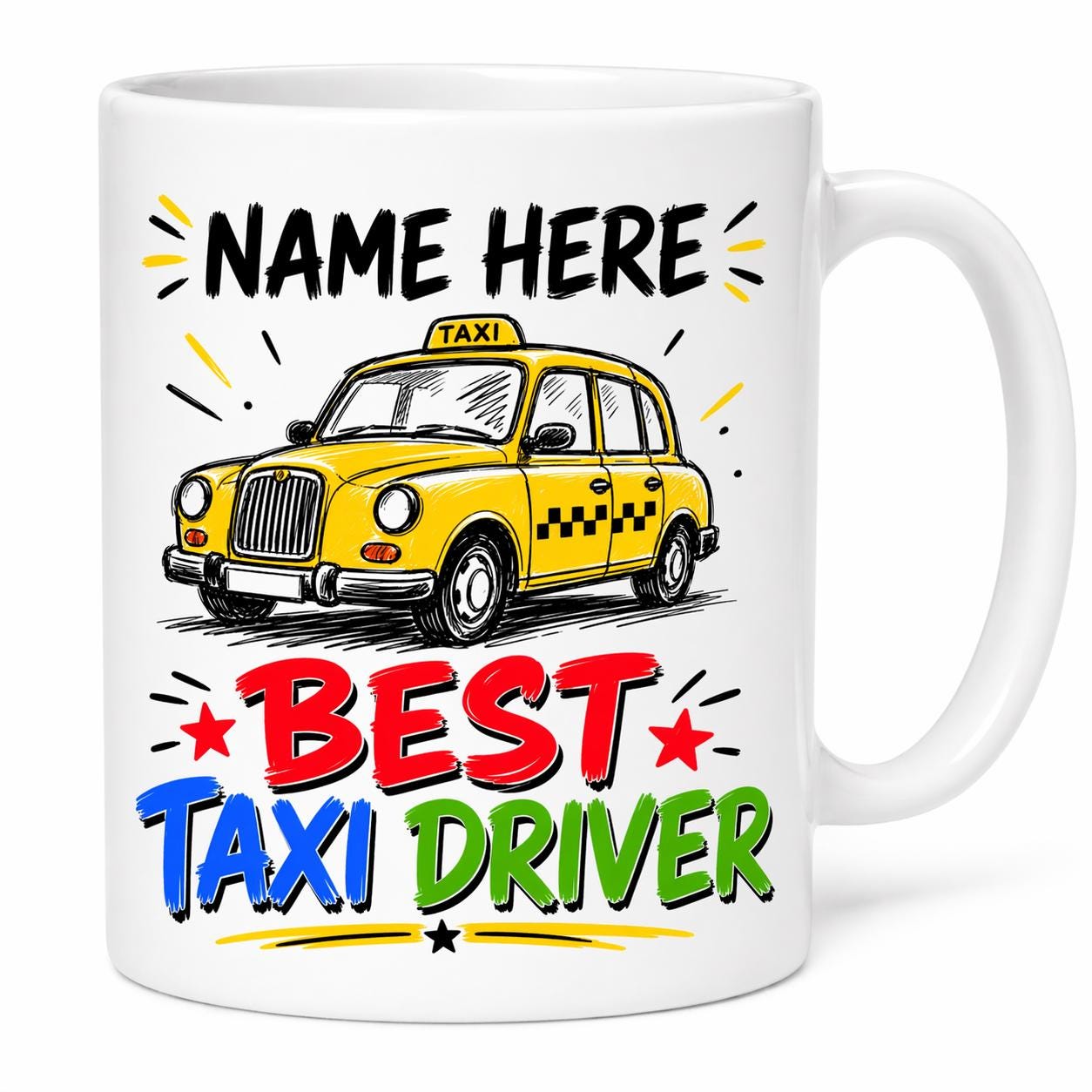 Mug, Taxi driver, Driver, Cab, Novelty, Gift, Work, Fun, Cup, Ceramic, Coffee, Cabby, personalised