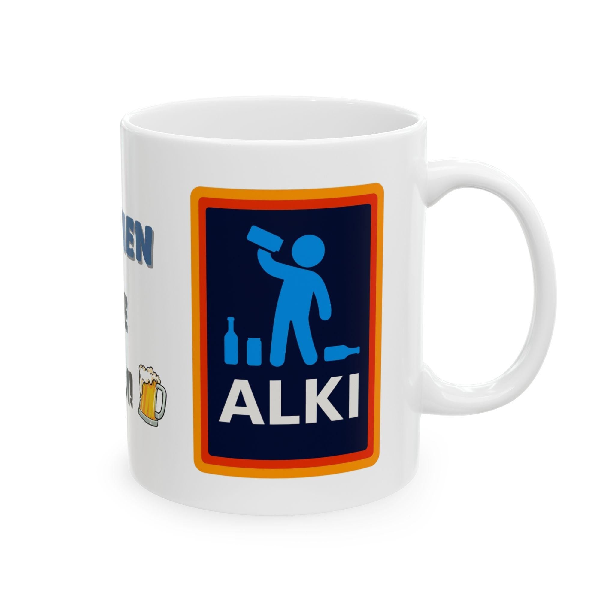 Personalised Alki Alcohol Alcoholic Mug, Funny, Him, Mr, Mrs, Miss, Secret Santa, 11oz Ceramic