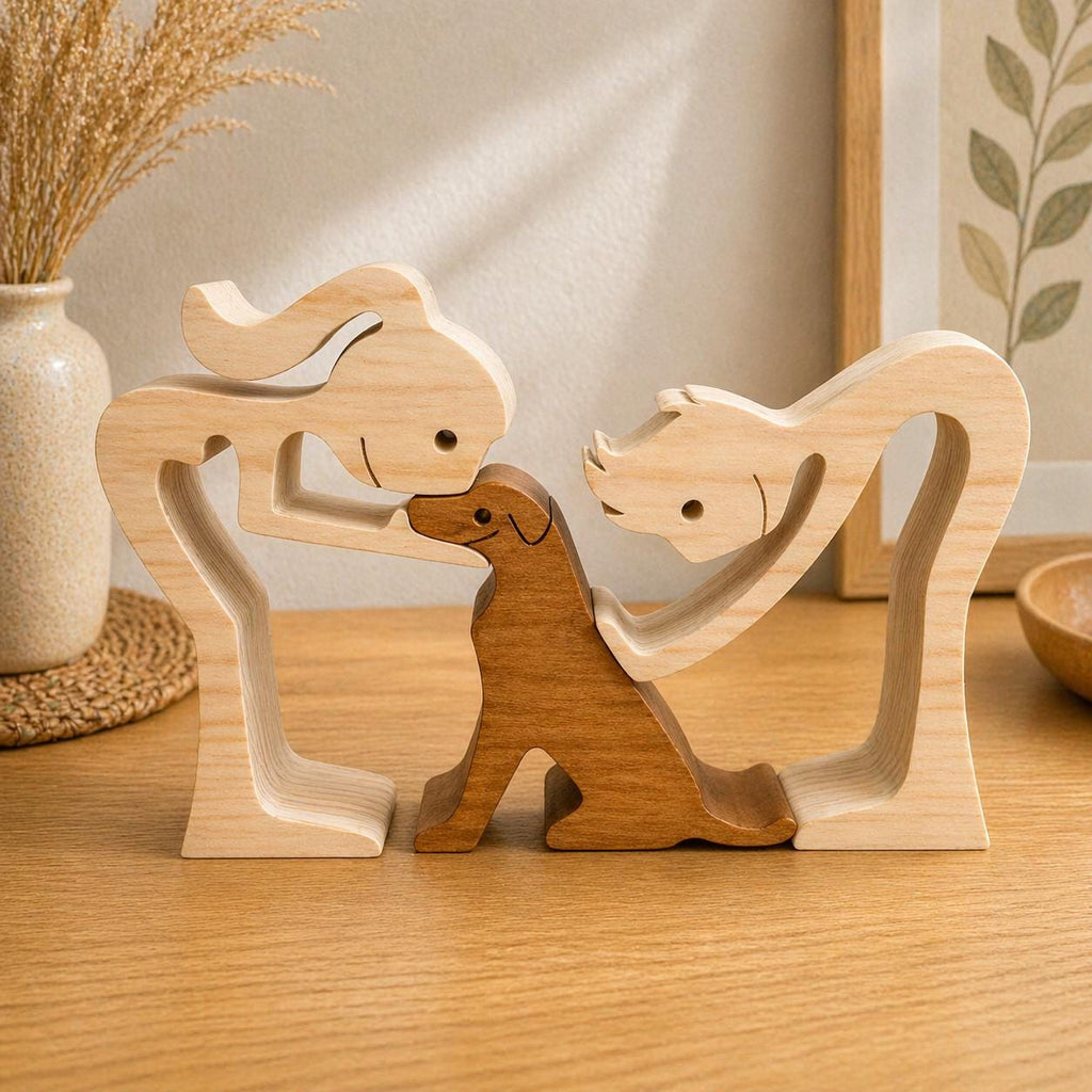 Man woman and Labrador Sculpture, Hand made, Unique gift.
