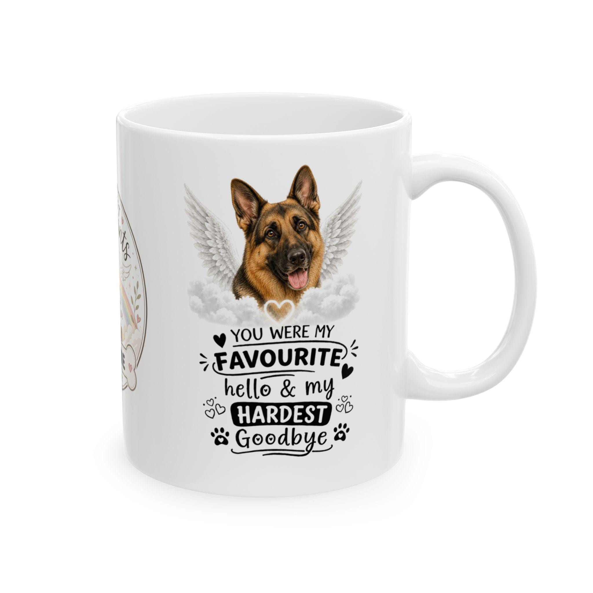 Personalised German Shepherd Memorial Mug Personalised, Pet Loss Gift, Dog Remembrance Mug, Favourite Hello Hardest Goodbye 11oz