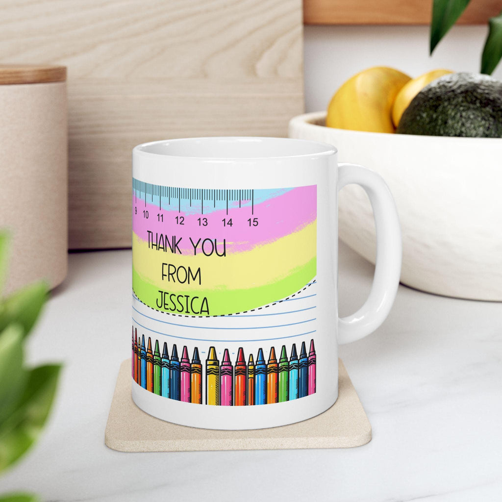 Personalised Teacher Mug, Crayon Design, Thank You Gift