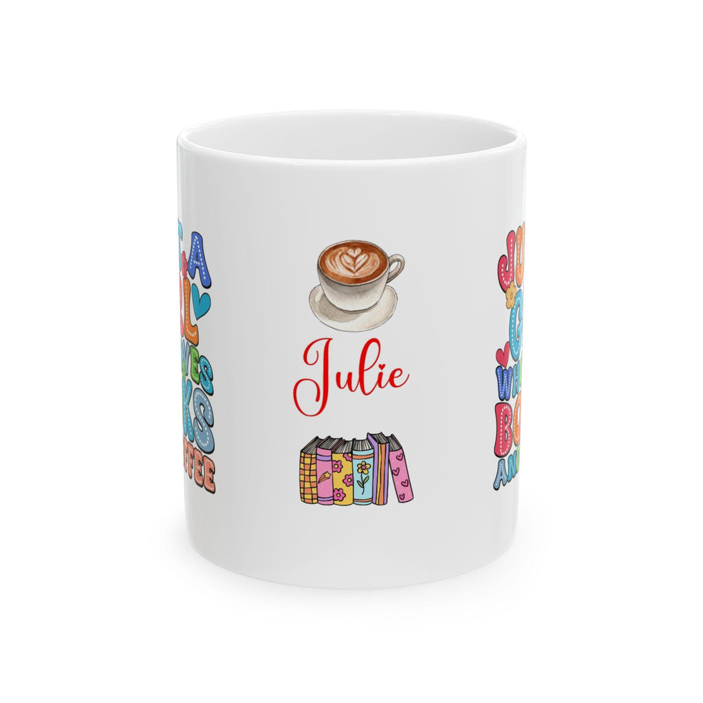 Personalised Book Lover Mug, Coffee and Books Gift