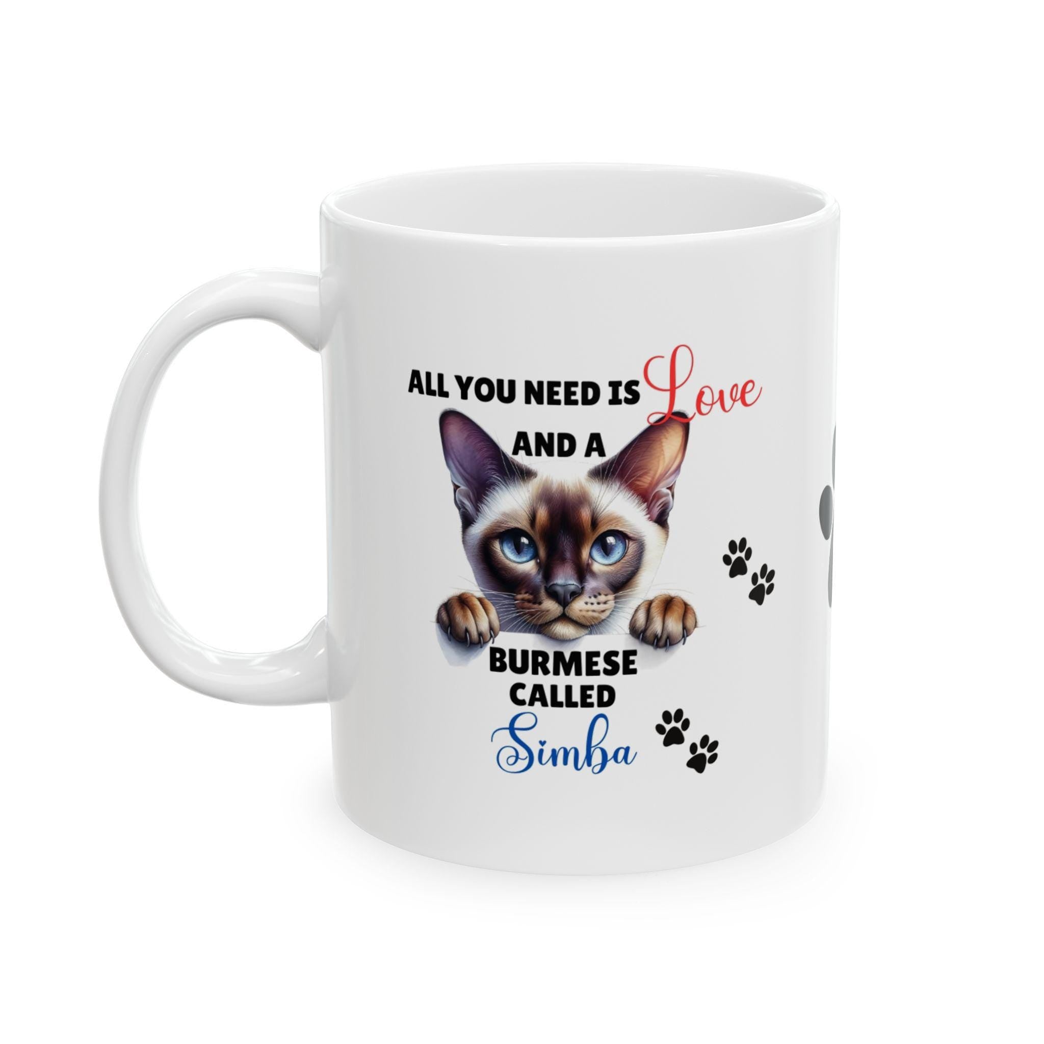 Personalized Burmese Cat Mug, Cat Lover Gift