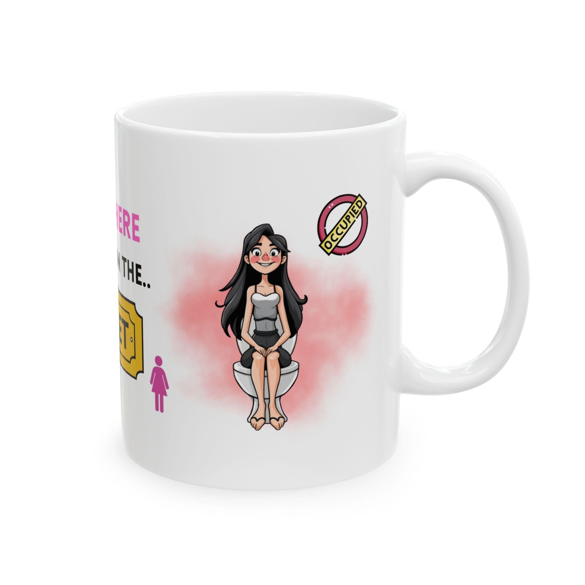 Personalised Cartoon Toilet Mug, Funny Secret Santa Gift