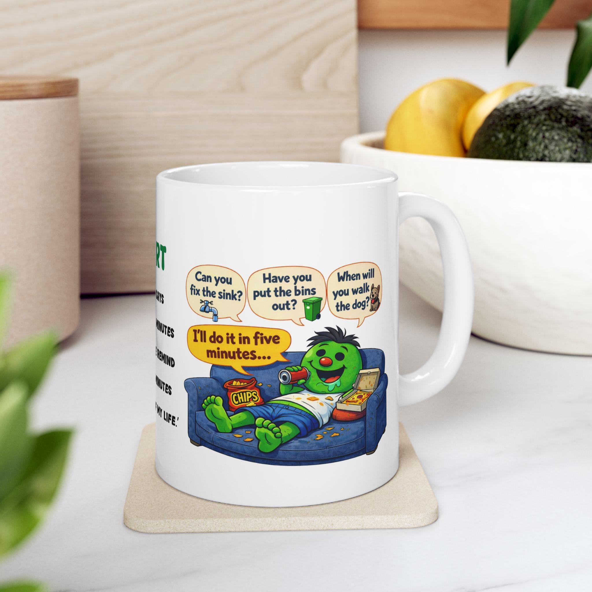 Mr i'll do it in five minutes mug, personalised, Husband, Partner, Him, Funny, Banter