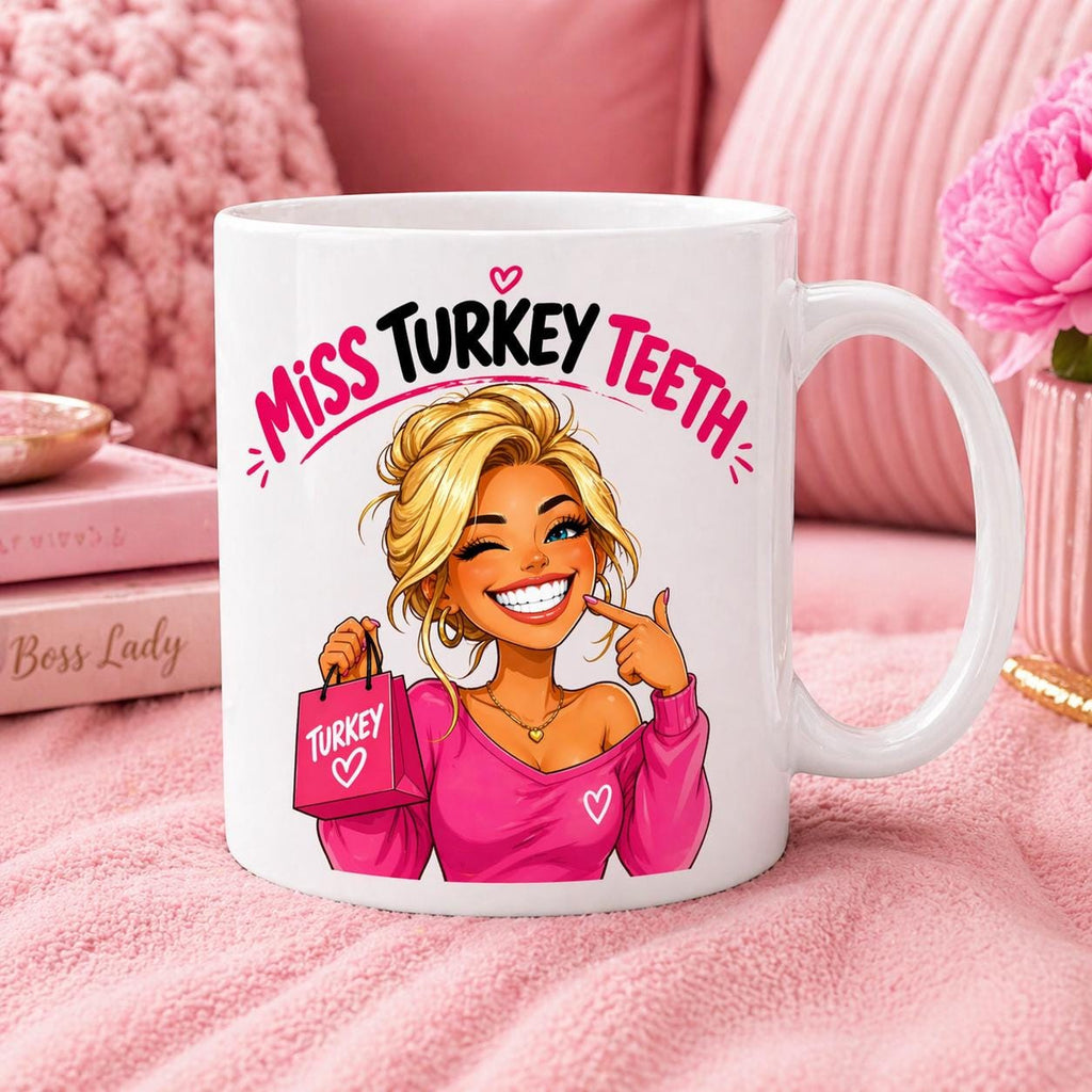 Funny Miss Turkey Teeth Funny Mug Her Mrs White Teeth blonde