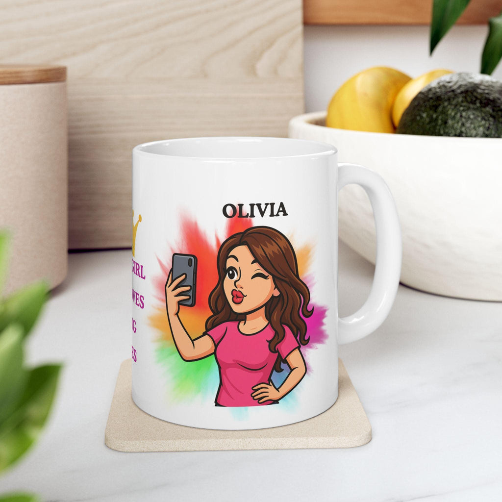 Personalised Selfie Lover Mug, Custom Photo Gift for Her