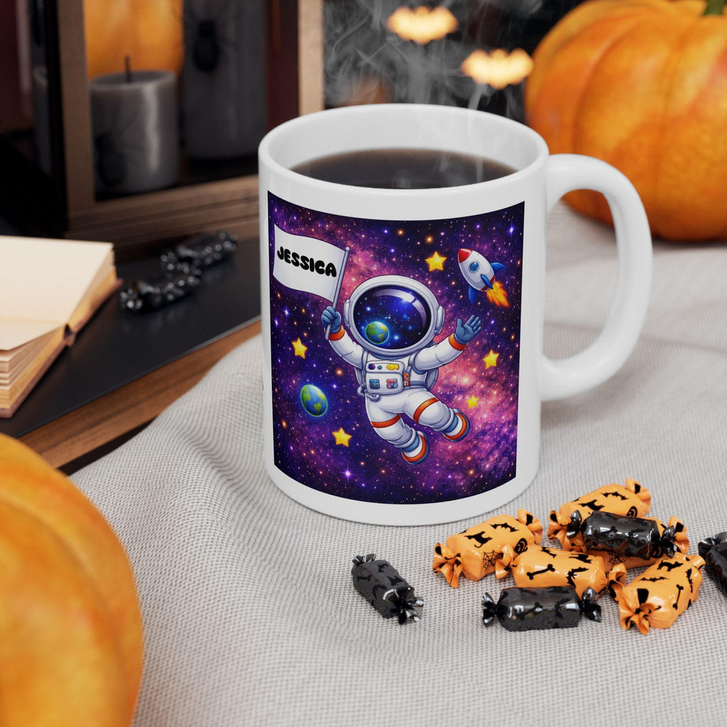 Personalised Children's Astronaut Mug, 11oz Ceramic, Boy, Girl, Colourful, Space
